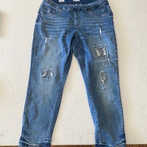 Tribal distressed boyfriend jeans